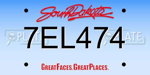 7EL474 South Dakota License Plate