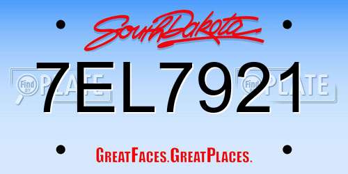 7EL7921 South Dakota License Plate