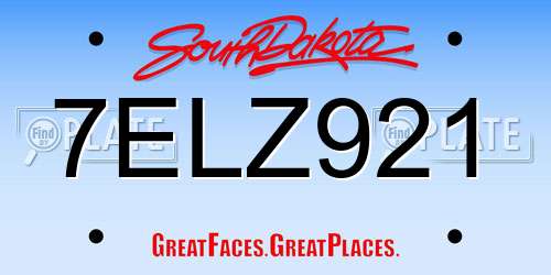 7ELZ921 South Dakota License Plate