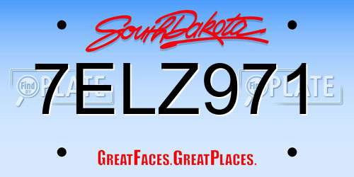7ELZ971 South Dakota License Plate