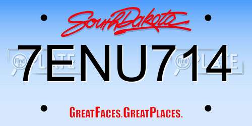 7ENU714 South Dakota License Plate
