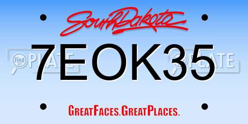 7EOK35 South Dakota License Plate