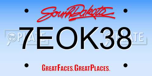 7EOK38 South Dakota License Plate