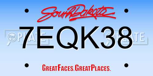 7EQK38 South Dakota License Plate