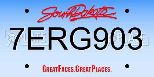 7ERG903 South Dakota License Plate