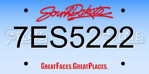 7ES5222 South Dakota License Plate