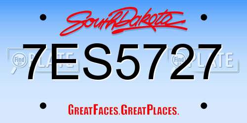 7ES5727 South Dakota License Plate