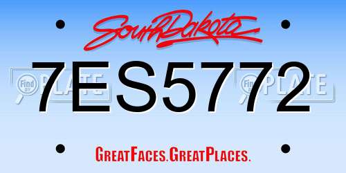 7ES5772 South Dakota License Plate