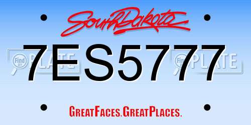 7ES5777 South Dakota License Plate