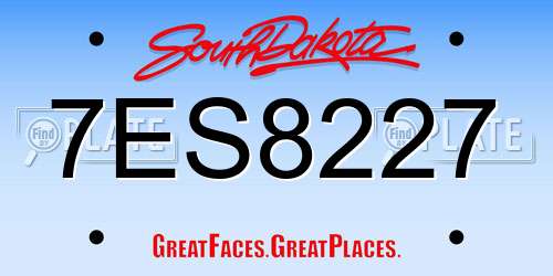 7ES8227 South Dakota License Plate