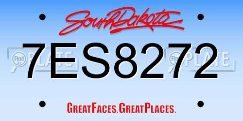 7ES8272 South Dakota License Plate