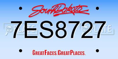 7ES8727 South Dakota License Plate