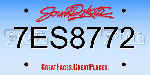 7ES8772 South Dakota License Plate