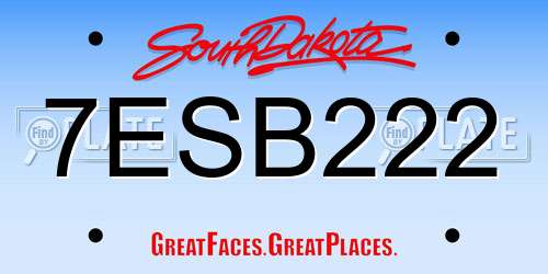 7ESB222 South Dakota License Plate