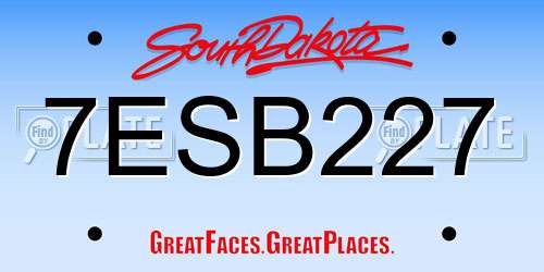 7ESB227 South Dakota License Plate