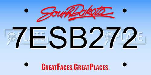 7ESB272 South Dakota License Plate