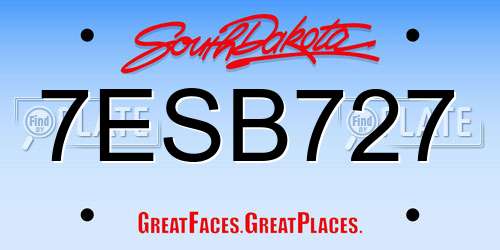 7ESB727 South Dakota License Plate