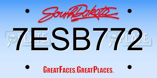 7ESB772 South Dakota License Plate