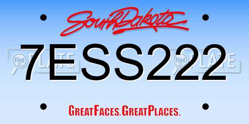 7ESS222 South Dakota License Plate