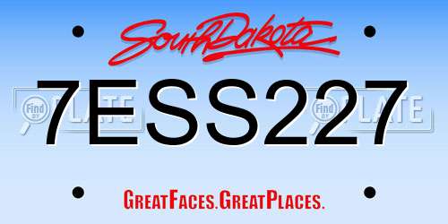 7ESS227 South Dakota License Plate