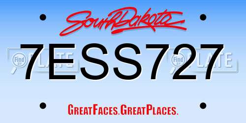 7ESS727 South Dakota License Plate