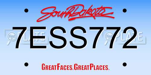7ESS772 South Dakota License Plate