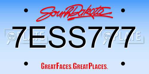 7ESS777 South Dakota License Plate