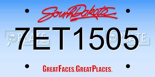 7ET1505 South Dakota License Plate