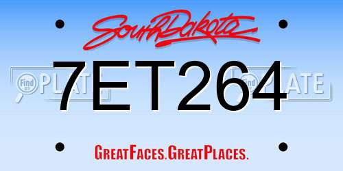 7ET264 South Dakota License Plate