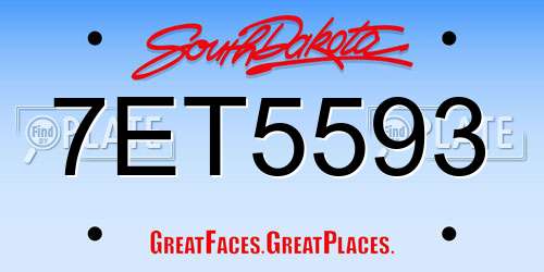 7ET5593 South Dakota License Plate
