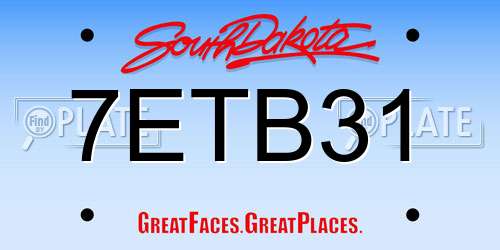 7ETB31 South Dakota License Plate