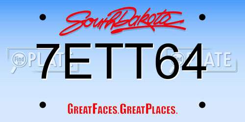 7ETT64 South Dakota License Plate