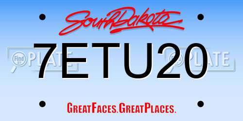 7ETU20 South Dakota License Plate