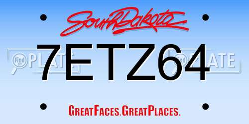 7ETZ64 South Dakota License Plate
