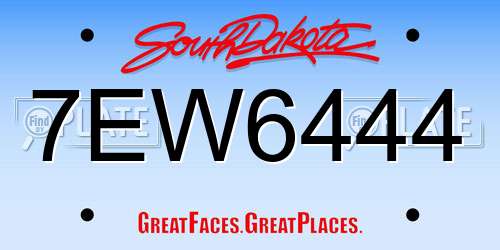 7EW6444 South Dakota License Plate