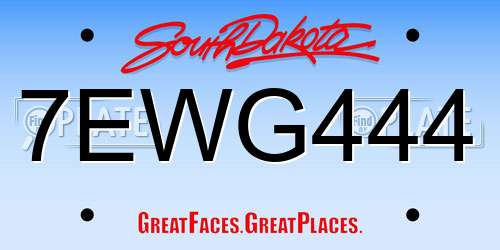 7EWG444 South Dakota License Plate