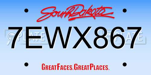 7EWX867 South Dakota License Plate
