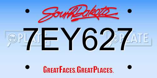 7EY627 South Dakota License Plate