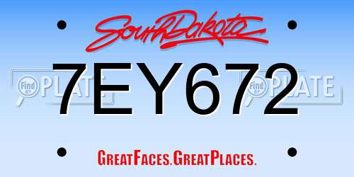 7EY672 South Dakota License Plate
