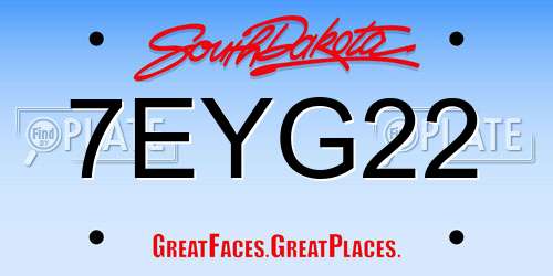 7EYG22 South Dakota License Plate