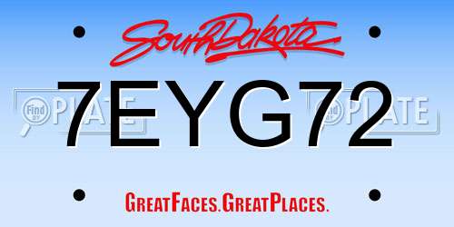 7EYG72 South Dakota License Plate