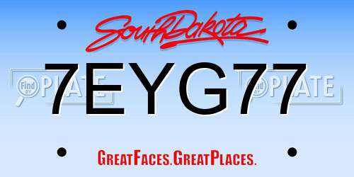 7EYG77 South Dakota License Plate