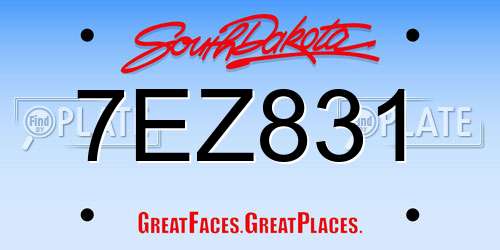 7EZ831 South Dakota License Plate