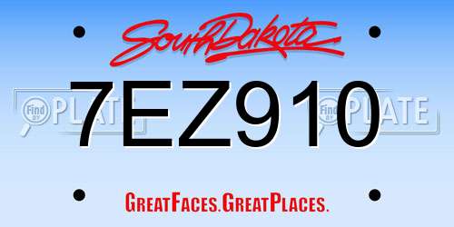 7EZ910 South Dakota License Plate