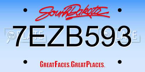 7EZB593 South Dakota License Plate