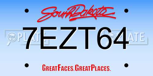 7EZT64 South Dakota License Plate