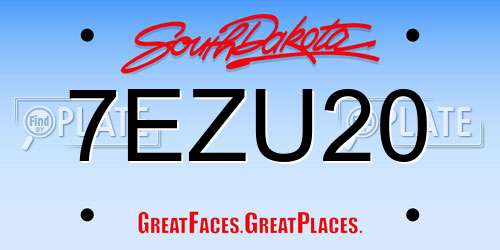 7EZU20 South Dakota License Plate