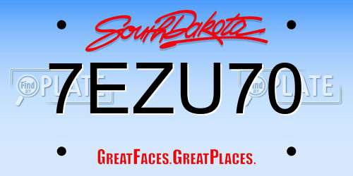 7EZU70 South Dakota License Plate