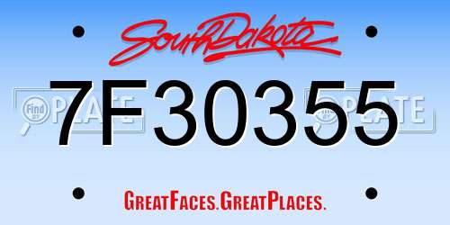 7F30355 South Dakota License Plate