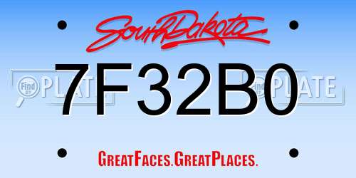 7F32B0 South Dakota License Plate